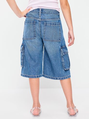 شورت جينز فضفاض متوسط ​​الارتفاع للفتيات من Old Navy - لون متوسط ​​الغسيل in Kuwait