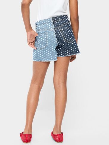 Old Navy High-Waisted Two-Tone Frayed-Hem Jean Shorts for Girls - Stars in Saudi Arabia