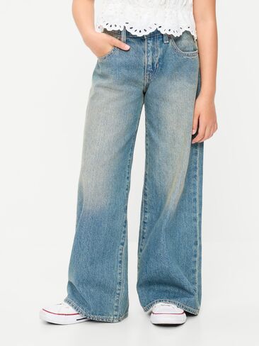 Old Navy Super Baggy Wide-Leg Jeans for Girls - Medium Wash in Saudi Arabia