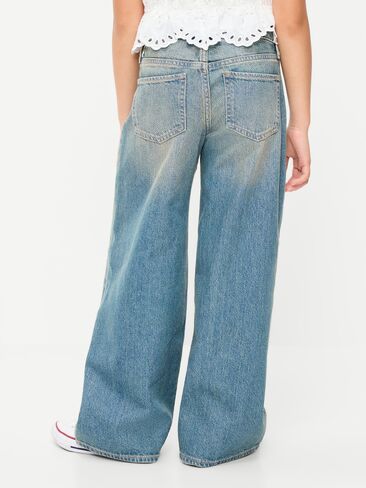 Old Navy Super Baggy Wide-Leg Jeans for Girls - Medium Wash in Saudi Arabia