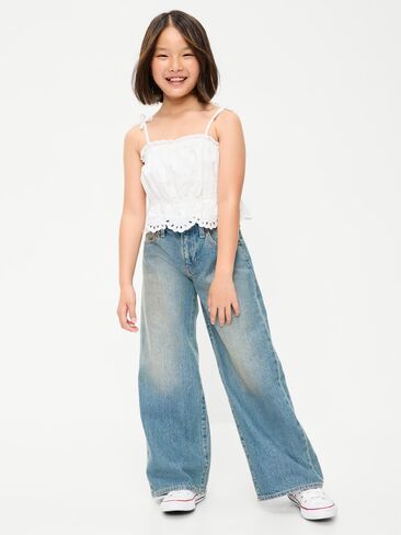 Old Navy Super Baggy Wide-Leg Jeans for Girls - Medium Wash in Saudi Arabia