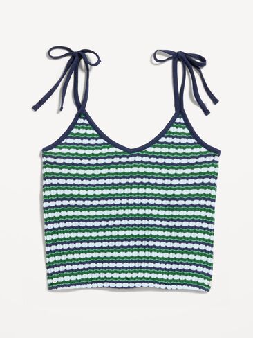 Old Navy Sleeveless Pointelle Tie-Strap Tank Top - Green Blue Stripe in Saudi Arabia