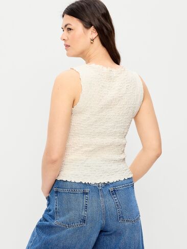 Old Navy Sleeveless Smocked Tank Top - Sea Salt in Saudi Arabia