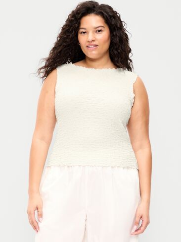 Old Navy Sleeveless Smocked Tank Top - Sea Salt in Saudi Arabia