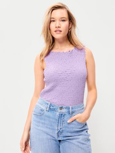 Old Navy Sleeveless Smocked Tank Top - Lilac Shadow in Saudi Arabia