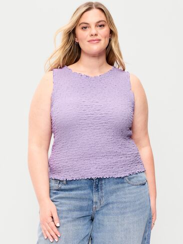 Old Navy Sleeveless Smocked Tank Top - Lilac Shadow in Saudi Arabia