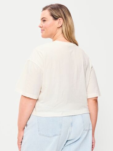 Old Navy Crew-Neck Oversized Crop Graphic T-Shirt - Sea Salt in Saudi Arabia