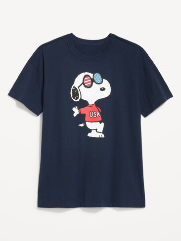تي شيرت Old Navy Peanuts™ Snoopy كبير الحجم - باللون البحري in Kuwait