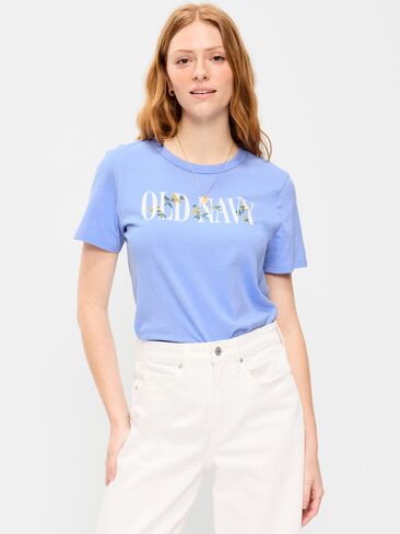 Old Navy EveryWear Crew-Neck Logo-Graphic T-Shirt - Flax Flower in Saudi Arabia