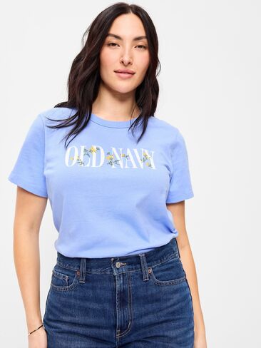 Old Navy EveryWear Crew-Neck Logo-Graphic T-Shirt - Flax Flower in Saudi Arabia