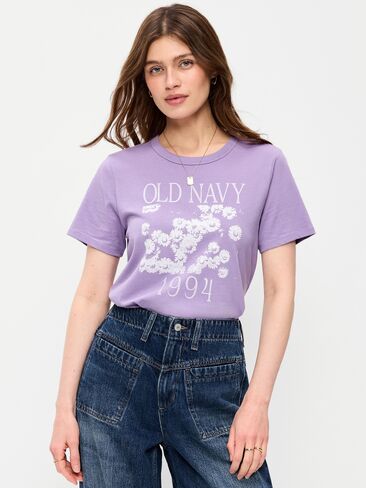 Old Navy EveryWear Crew-Neck Logo-Graphic T-Shirt - Lilac Shadow in Saudi Arabia