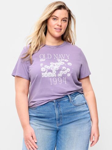Old Navy EveryWear Crew-Neck Logo-Graphic T-Shirt - Lilac Shadow in Saudi Arabia