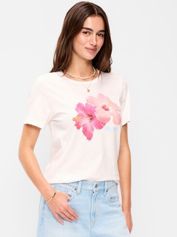 تي شيرت Old Navy EveryWear برقبة دائرية وشعار الماركة - Calla Lilies in Saudi Arabia