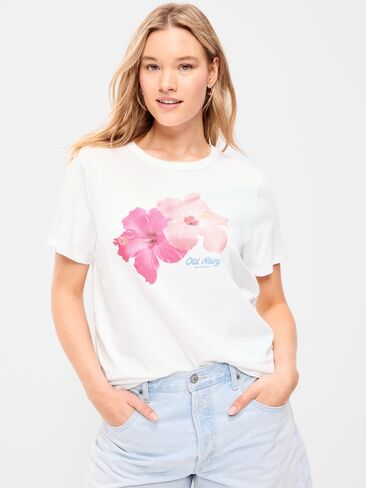 تي شيرت Old Navy EveryWear برقبة دائرية وشعار الماركة - Calla Lilies in Saudi Arabia