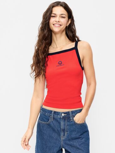 Old Navy Snug Apron-Neck Tank Top - MOONFISH ORANGE in Saudi Arabia