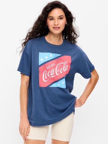تي شيرت Old Navy Coca-Cola® كبير الحجم - أزرق باسيفيك in Kuwait
