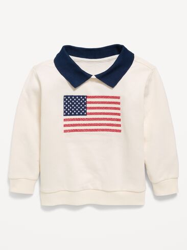 Old Navy Oversized Collared Graphic Sweatshirt for Toddler - Sea Salt in Saudi Arabia