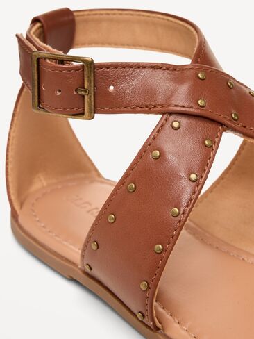 Old Navy Faux-Leather Gladiator Sandals for Girls - Brown in Saudi Arabia