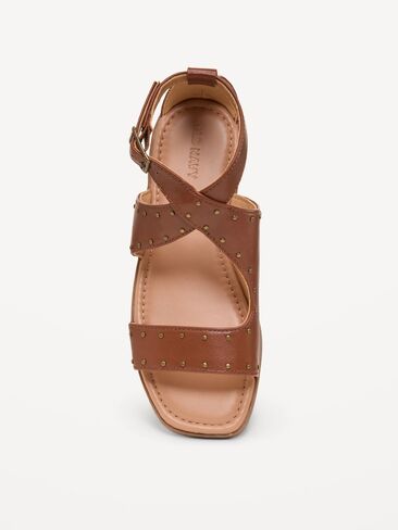 Old Navy Faux-Leather Gladiator Sandals for Girls - Brown in Saudi Arabia
