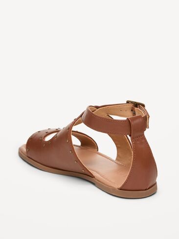 Old Navy Faux-Leather Gladiator Sandals for Girls - Brown in Saudi Arabia