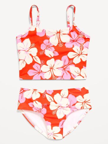 Old Navy Tankini Swim Set for Girls - Warm Hibiscus in Saudi Arabia