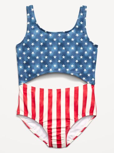 Old Navy Cutout One-Piece Swimsuit for Girls - Flag in Saudi Arabia