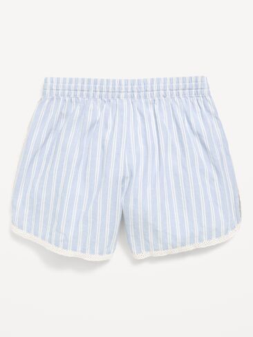 Old Navy Lace-Trim Poplin Boxer Shorts for Girls - Blue Stripe in Saudi Arabia