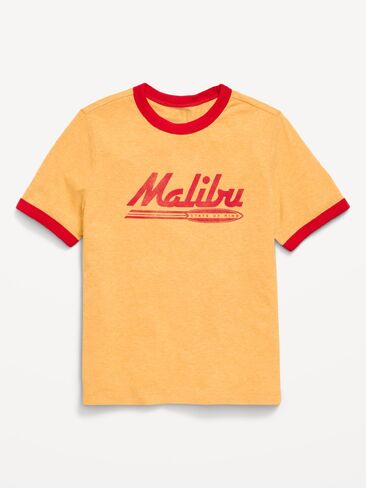 Old Navy Softest Short-Sleeve Ringer Graphic T-Shirt for Boys - Golden Yarrow in Saudi Arabia