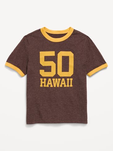 Old Navy Softest Short-Sleeve Ringer Graphic T-Shirt for Boys - French Roast in Saudi Arabia
