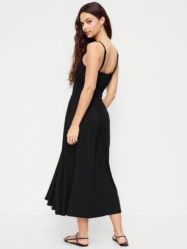 فستان Old Navy Fit & Flare جيرسي متوسط ​​الطول بخصر منخفض - جاك أسود in Kuwait
