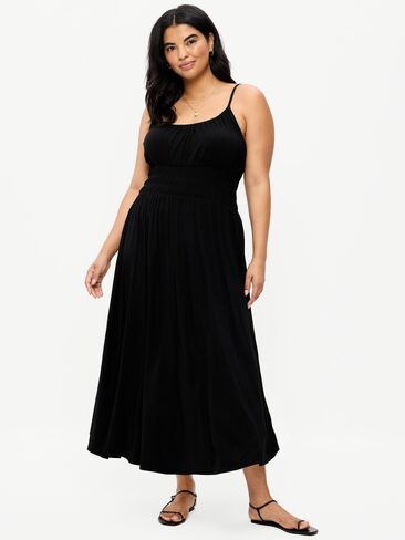 فستان Old Navy Fit & Flare جيرسي متوسط ​​الطول بخصر منخفض - جاك أسود in Kuwait