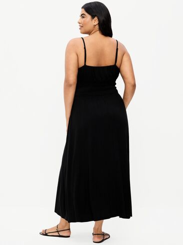 فستان Old Navy Fit & Flare جيرسي متوسط ​​الطول بخصر منخفض - جاك أسود in Kuwait