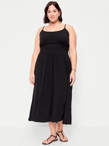 فستان Old Navy Fit & Flare جيرسي متوسط ​​الطول بخصر منخفض - جاك أسود in Kuwait