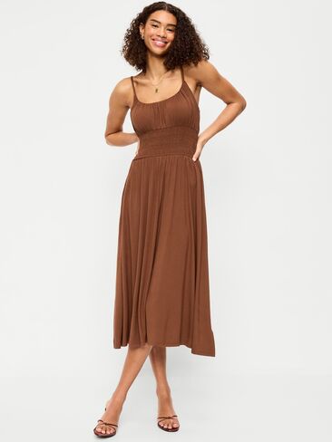 فستان Old Navy Fit & Flare جيرسي متوسط ​​الطول بخصر منخفض - Coco de mer in Kuwait