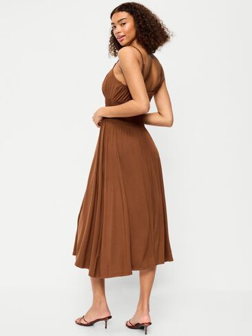 فستان Old Navy Fit & Flare جيرسي متوسط ​​الطول بخصر منخفض - Coco de mer in Kuwait