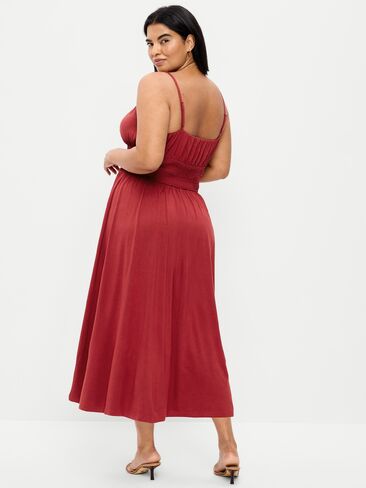 Old Navy Fit & Flare Jersey Smocked-Waist Midi Dress - Loganberry in Saudi Arabia