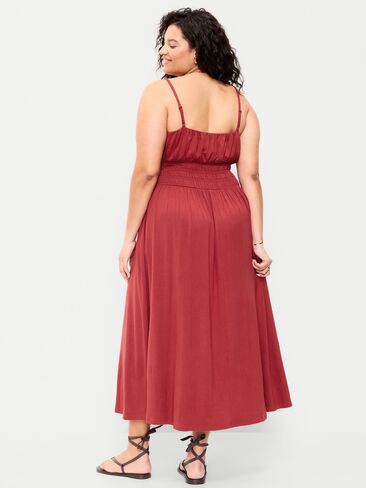 Old Navy Fit & Flare Jersey Smocked-Waist Midi Dress - Loganberry in Saudi Arabia