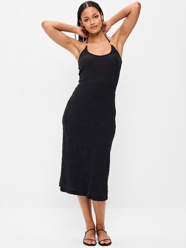 Old Navy Beaded Halter-Neck Textured Midi Dress - Black Jack in Saudi Arabia
