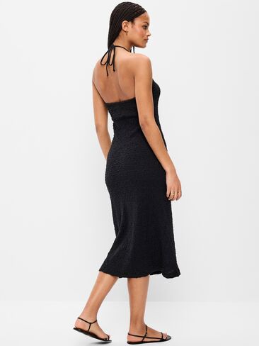 Old Navy Beaded Halter-Neck Textured Midi Dress - Black Jack in Saudi Arabia