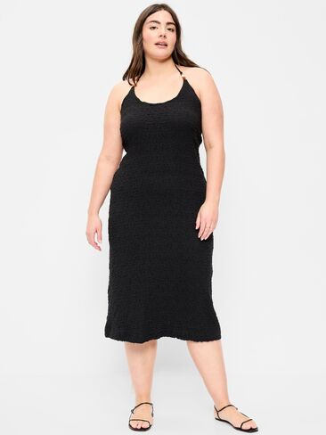 Old Navy Beaded Halter-Neck Textured Midi Dress - Black Jack in Saudi Arabia