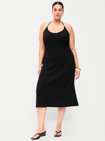 Old Navy Beaded Halter-Neck Textured Midi Dress - Black Jack in Saudi Arabia