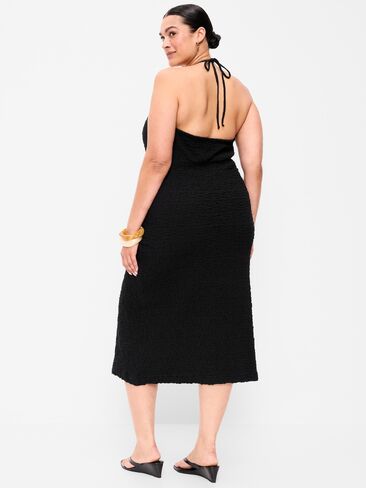 Old Navy Beaded Halter-Neck Textured Midi Dress - Black Jack in Saudi Arabia