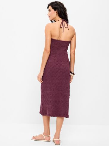 Old Navy Beaded Halter-Neck Textured Midi Dress - Cherry Bark in Saudi Arabia