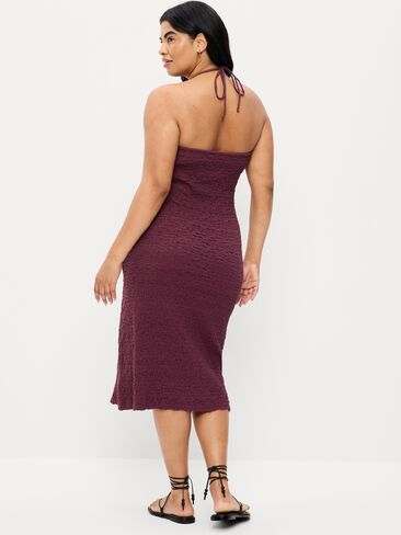 Old Navy Beaded Halter-Neck Textured Midi Dress - Cherry Bark in Saudi Arabia