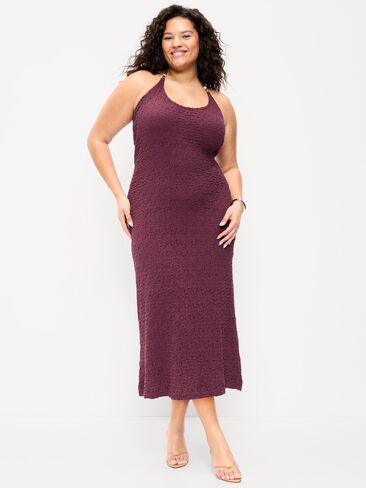 Old Navy Beaded Halter-Neck Textured Midi Dress - Cherry Bark in Saudi Arabia