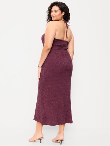 Old Navy Beaded Halter-Neck Textured Midi Dress - Cherry Bark in Saudi Arabia