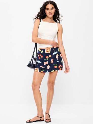 Old Navy Linen-Blend Micro Skort - Mixed Fruit in Saudi Arabia