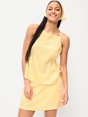 Old Navy Linen-Blend Micro Skort - Sunbeam in Saudi Arabia