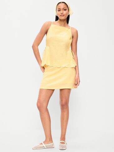 Old Navy Linen-Blend Micro Skort - Sunbeam in Saudi Arabia