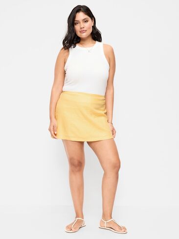 Old Navy Linen-Blend Micro Skort - Sunbeam in Saudi Arabia